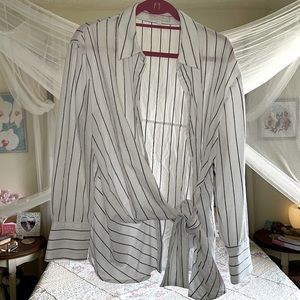 Anthropologie asymmetrical stripe button up tie